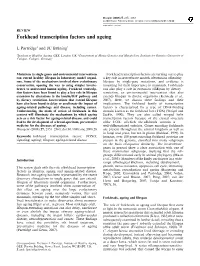 Forkhead Transcription Factors and Ageing
