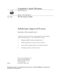 Legislative Audit Division Subdivision Approval Process