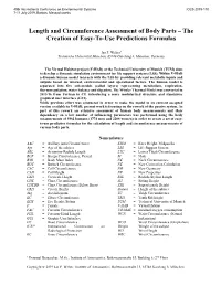 Length and Circumference Assessment of Body Parts – the Creation of Easy-To-Use Predictions Formulas