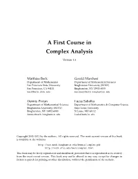 A First Course in Complex Analysis