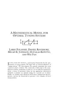 A Mathematical Model for Optimal Tuning Systems