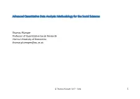 Advanced Quantitative Data Analysis: Methodology for the Social Sciences