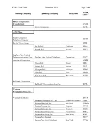 COSA Code Table December 2010 Page 1 of 6