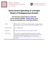 Government Spending in a Simple Model of Endogeneous Growth