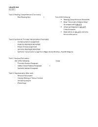 Life of Pi Unit ELA 20-1 Task A: Reading Comprehension