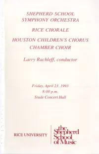 Of Music PROGRAM