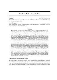 On How to Build a Moral Machine