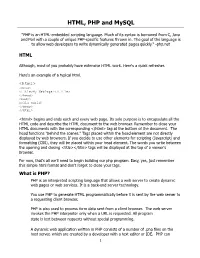 HTML, PHP and Mysql