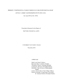 Primary Compositional Characteristics in the Instrumental Music of Paul