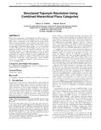 Structured Toponym Resolution Using Combined Hierarchical Place Categories∗
