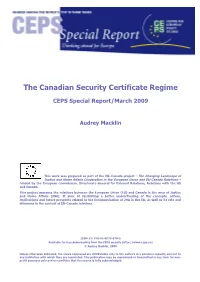 The Canadian Security Certificate Regime