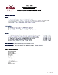 2019 Nominating Committee Report Officers and Committees for Terms