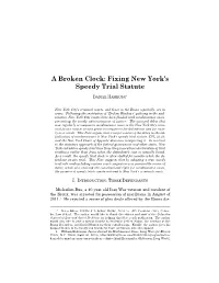A Broken Clock: Fixing New York's Speedy Trial Statute