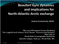 Arctic Ocean Circulation and Exchange with North Atlantic Andrey