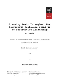 How Courageous Followers Stand up to Destructive Leadership a Thesis