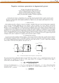 Negative Resistance Generation in Degenerated Gyrator
