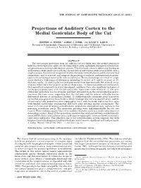 Projections of Auditory Cortex to the Medial Geniculate Body of the Cat