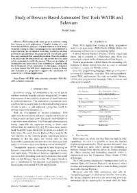 Study of Browser Based Automated Test Tools WATIR and Selenium