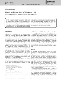 Atomic and Ionic Radii of Elements 1–96 Martinrahm,*[A] Roald Hoffmann,*[A] and N