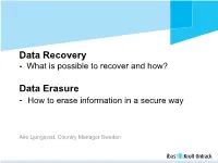 Data Recovery Data Erasure