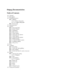 Ffmpeg Documentation Table of Contents