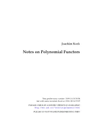 Notes on Polynomial Functors