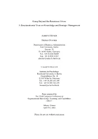 A Structurationist View on Knowledge and Strategic Management