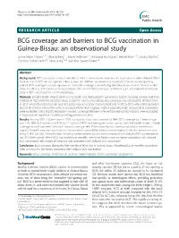 BCG Coverage and Barriers to BCG Vaccination In