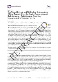 Conflicts of Interest and Misleading Statements in Official Reports About