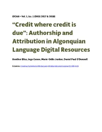 Credit Where Credit Is Due˛: Authorship and Attribution In