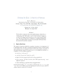 Division by Zero: a Survey of Options