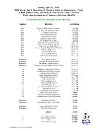 Finals Performance Schedule (As of 04/21/18)