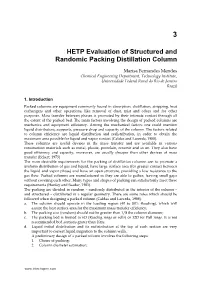 HETP Evaluation of Structured and Randomic Packing Distillation Column