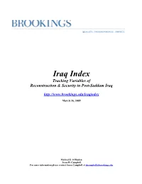 Iraq Index Tracking Variables of Reconstruction & Security in Post-Saddam Iraq