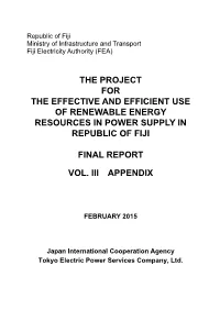 The Project for the Effective and Efficient Use of Renewable Energy Resources in Power Supply in Republic of Fiji