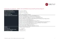 University of Canberra - APAC Accreditation Assessment Summary Report