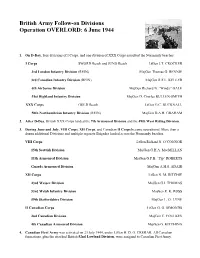 British Army Follow-On Divisions Operation OVERLORD: 6 June 1944