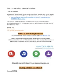 COVID-19 Community Resources Housing, Utilities, and Internet
