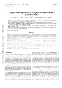 Doppler-Beaming in the Kepler Light Curve of LHS 6343 A