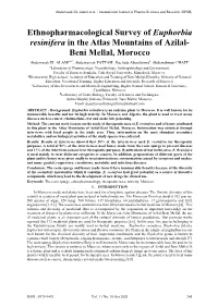 Ethnopharmacological Survey of Euphorbia Resinifera in the Atlas