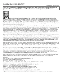 HARRY HALL BIOGRAPHY Chuck Staples, CSSA Historian