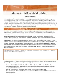 Introduction to Depository Institutions
