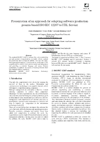 Presentation of an Approach for Adapting Software Production Process Based ISO/IEC 12207 to ITIL Service
