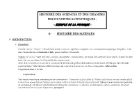 Support CM L2 (Histoire Des Sciences)
