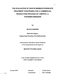 The Evaluation of Waste Minimization/Waste