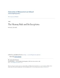 The Hearsay Rule and Its Exceptions, 2 U
