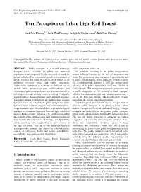 User Perception on Urban Light Rail Transit