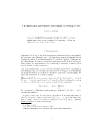 A Polynomial Recursion for Prime Constellations 1