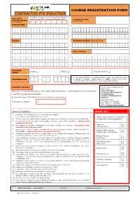 Contractor Pts Induction Course Registration Form