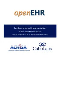 Fundamentals and Implementation of the Openehr Standard the Open Standard for Future Proof Health Information Systems